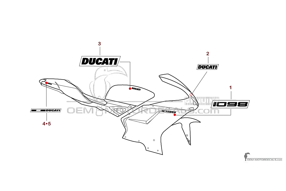 Pegatinas para Ducati 1098 2008 - Amarillo • Ducati Pegatinas OEM
