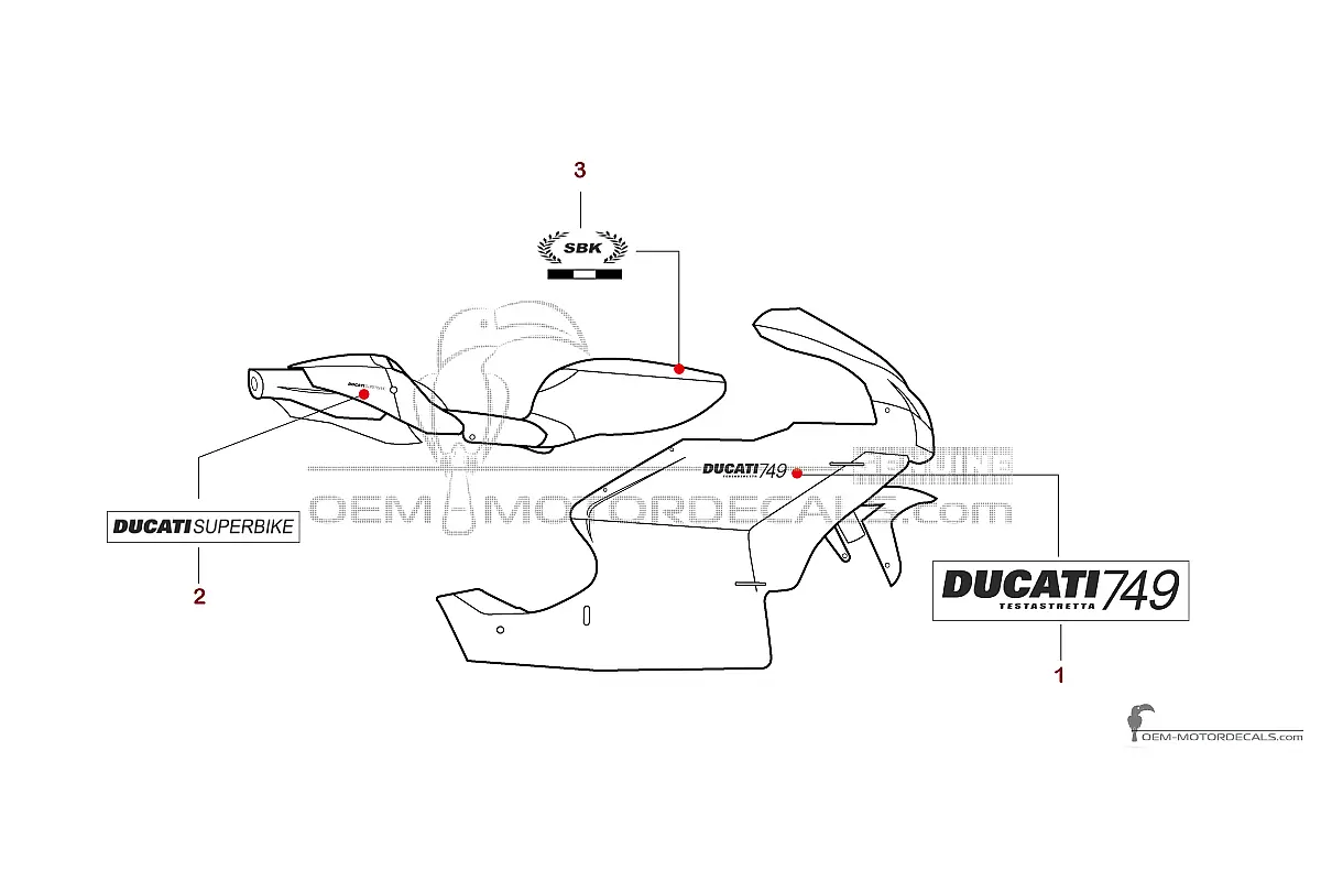 Aufkleber für Ducati 749 2004 - Dunkelgrau • Ducati OEM-Aufkleber