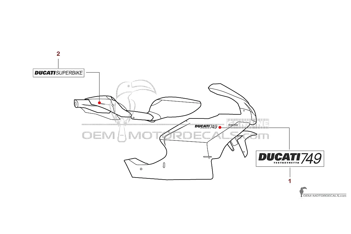 Stickers voor Ducati 749 2004 - Geel • Ducati OEM Stickers