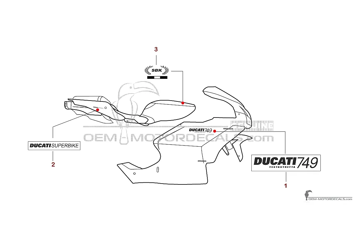 Stickers voor Ducati 749 2005 - Donkergrijs • Ducati OEM Stickers