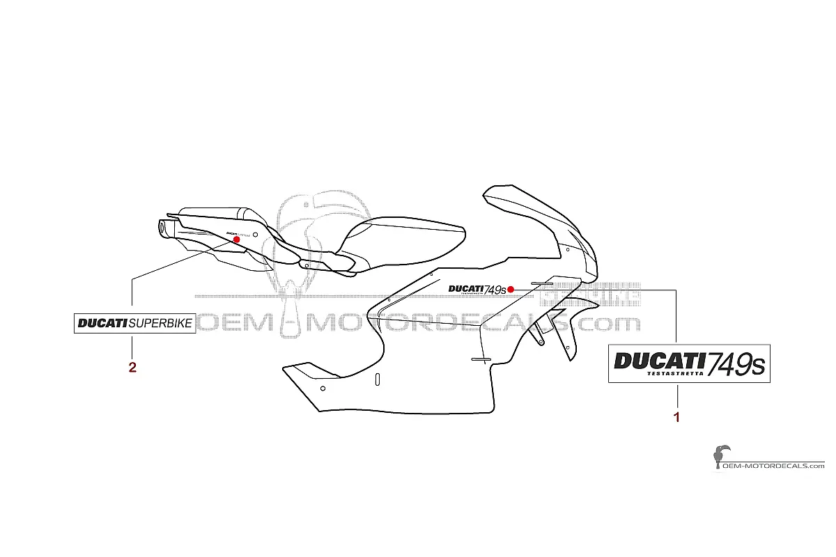 Stickers voor Ducati 749S 2004 - Geel • Ducati OEM Stickers