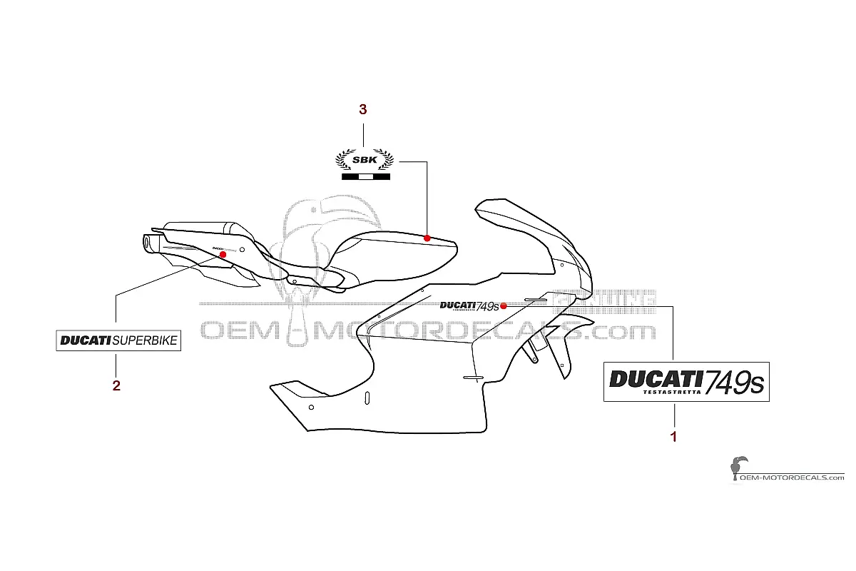 Adesivi per Ducati 749S 2005 - Rosso • Ducati Adesivi OEM