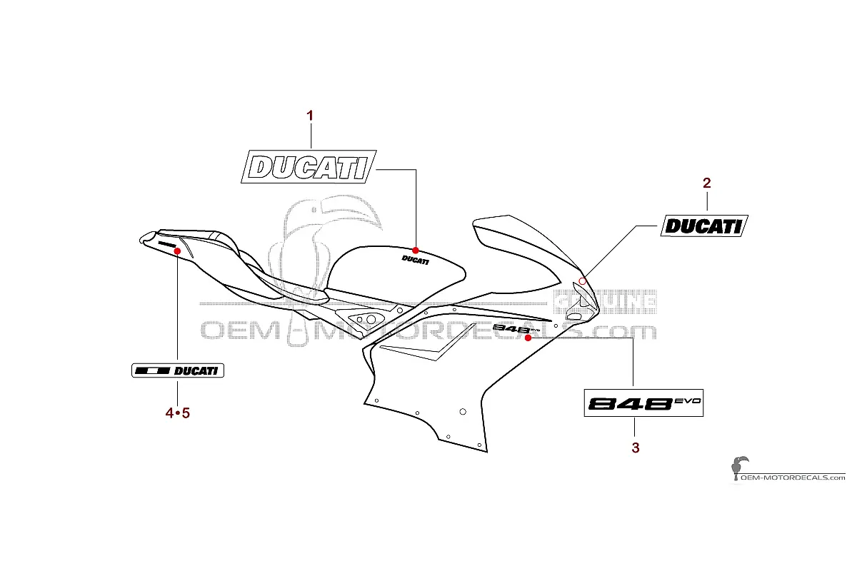 Naklejki do Ducati 848 EVO 2012 - Ciemnoszary • Ducati Naklejki OEM
