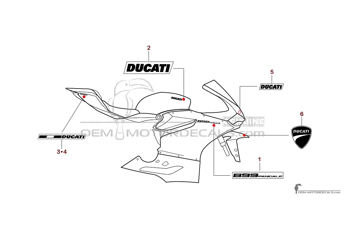 Autocollants pour Ducati 899 PANIGALE 2015 - Blanc • Ducati Autocollants OEM