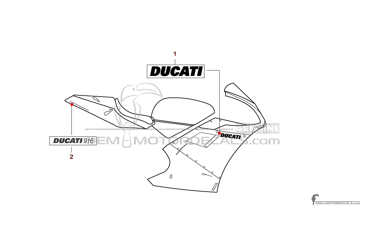Autocollants pour Ducati 916 1998 - Jaune • Ducati Autocollants OEM