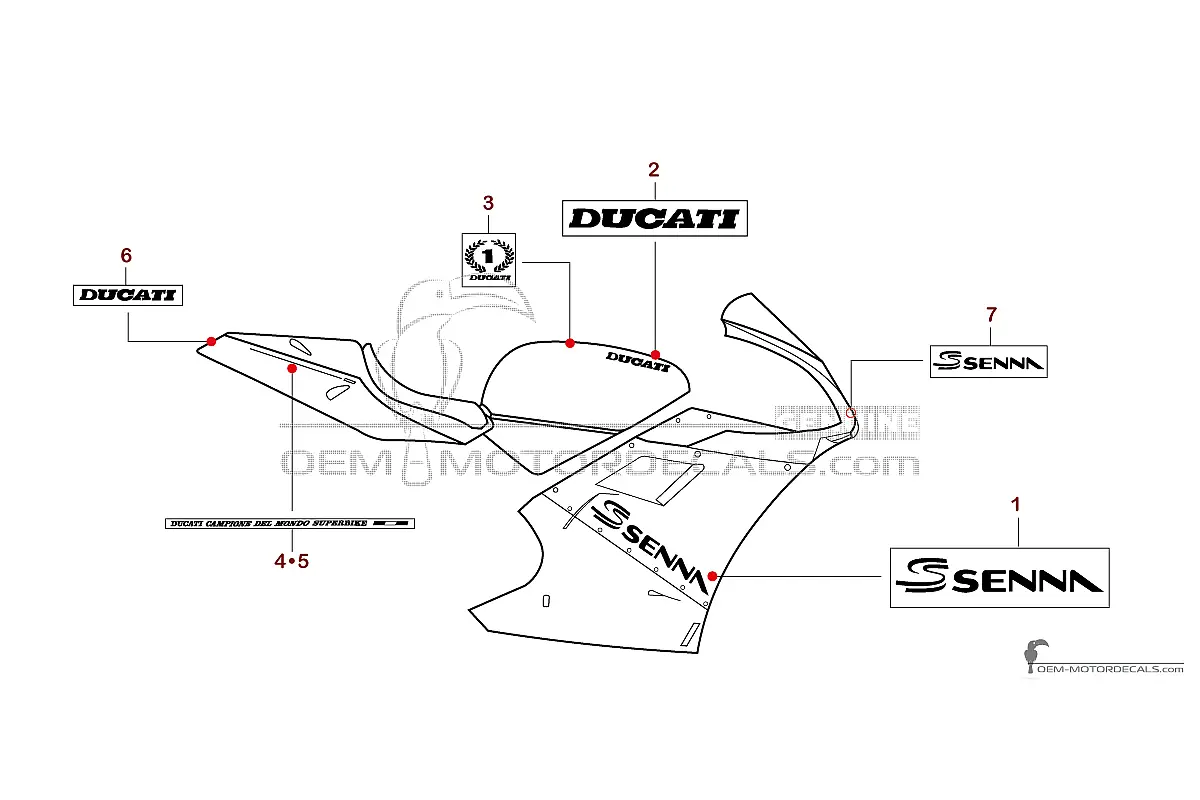 Aufkleber für Ducati 916 SENNA 1997 - Silber • Ducati OEM-Aufkleber