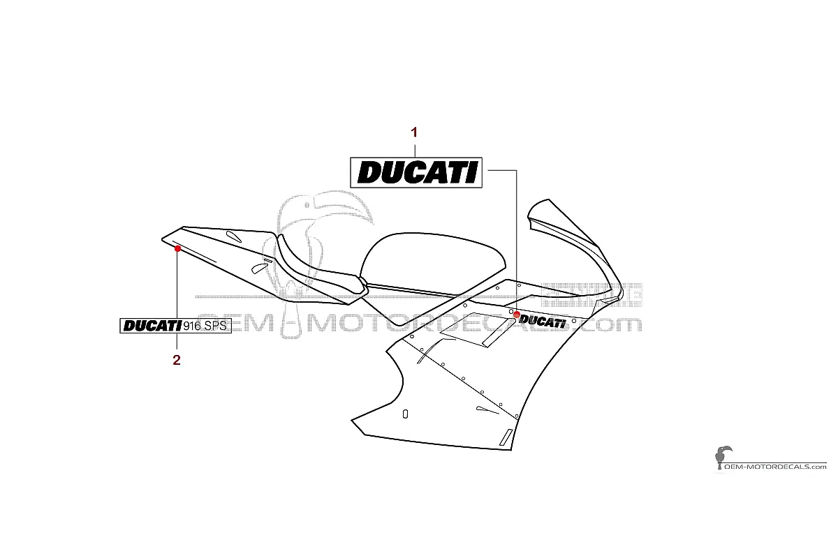 Aufkleber für Ducati 916SPS 1997 - Rot • Ducati OEM-Aufkleber