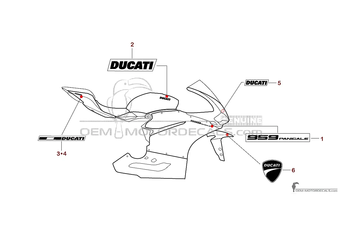 Decals for Ducati 959 PANIGALE 2017 - Red • Ducati OEM Decals