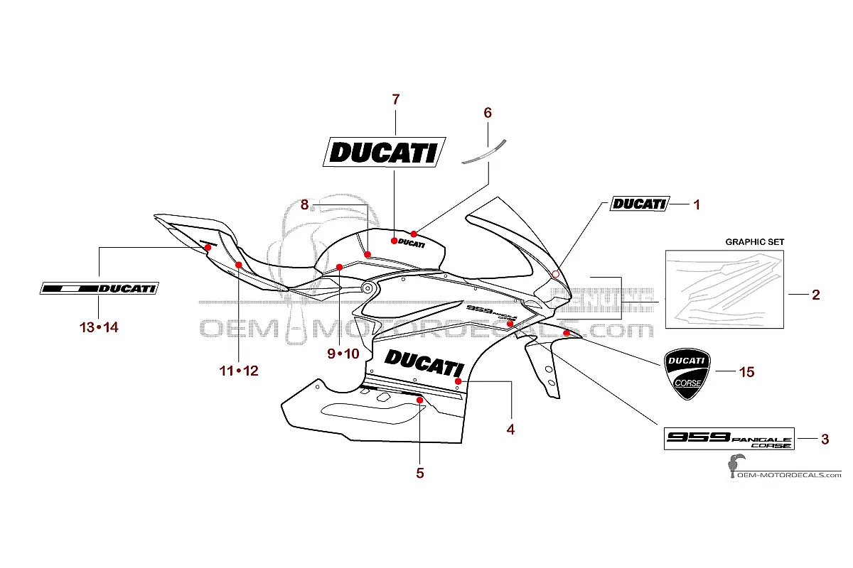 Adesivi per Ducati 959 PANIGALE 2018 - Rosso • Ducati Adesivi OEM