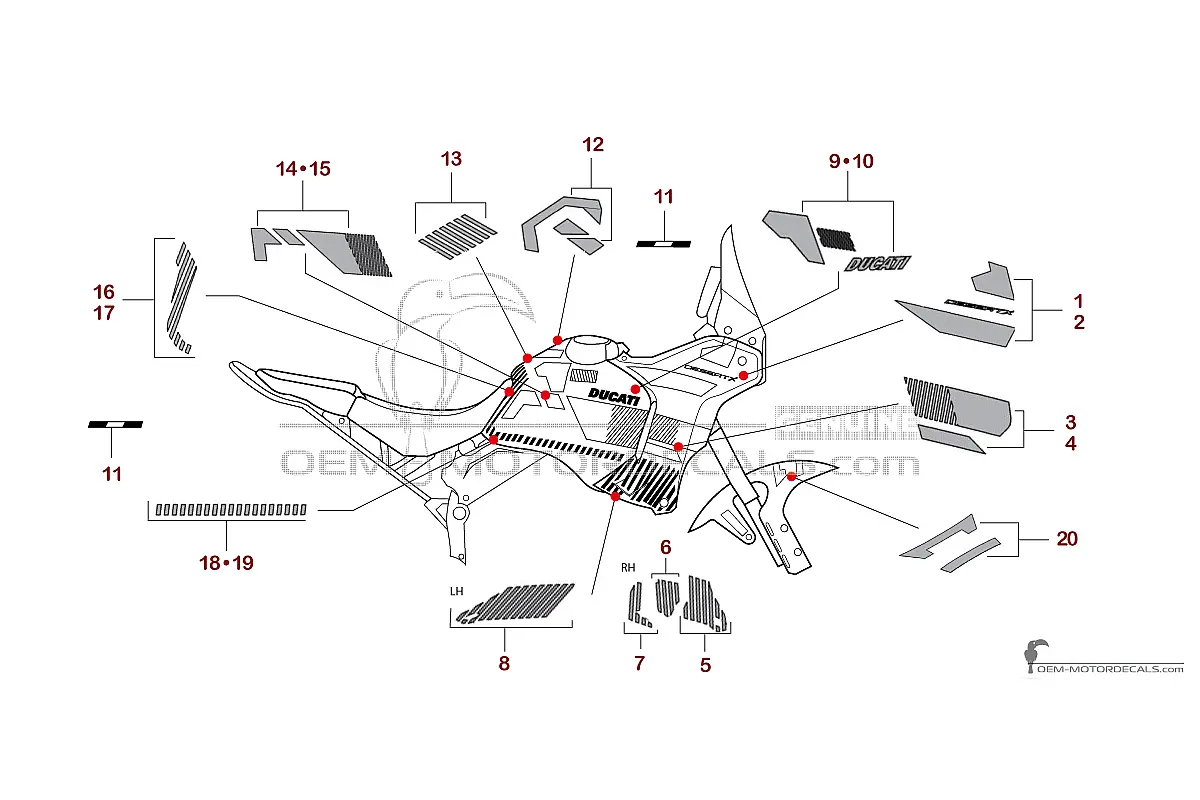Stickers voor Ducati DESERTX 2024 - Grijs • Ducati OEM Stickers
