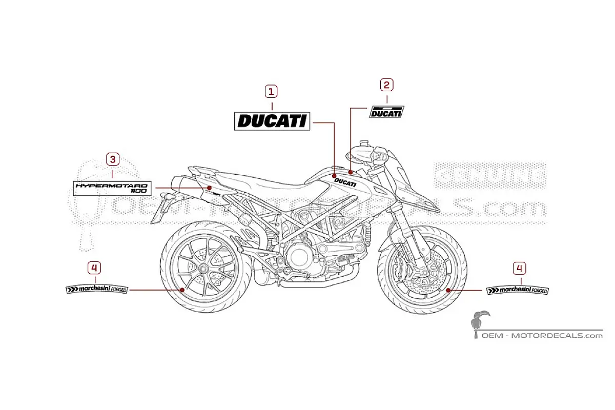 Decals for Ducati HYPERMOTARD 1100 2009 • Ducati OEM Decals