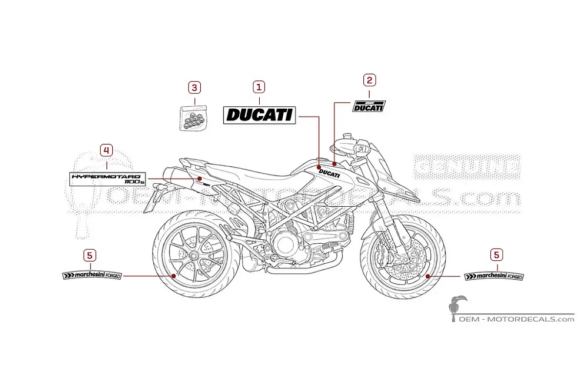 Aufkleber für Ducati HYPERMOTARD 1100 S 2009 • Ducati OEM-Aufkleber