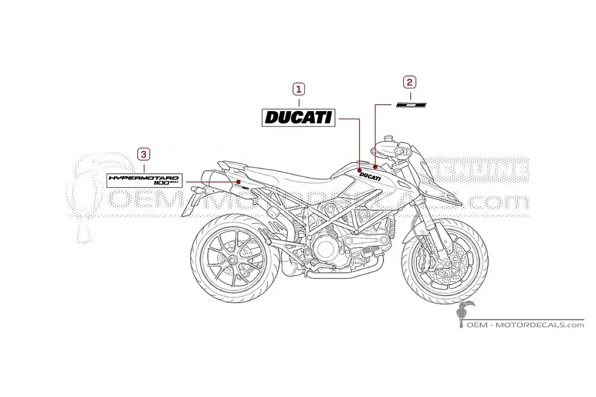 Decals for Ducati HYPERMOTARD 1100 Evo 2011 • Ducati OEM Decals