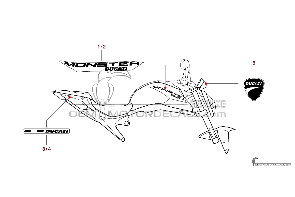 Aufkleber für Ducati MONSTER 2023 - Dunkelgrau • Ducati OEM-Aufkleber