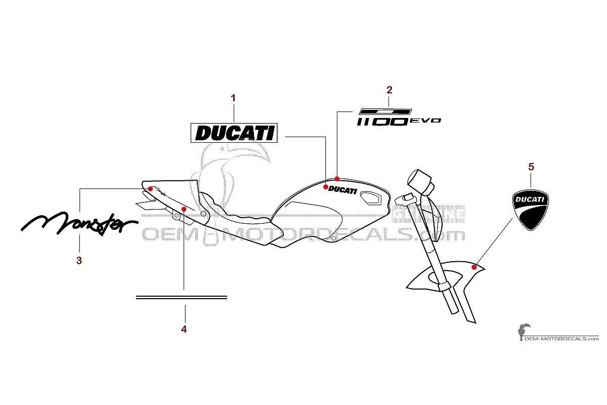 Decals for Ducati MONSTER 1100 DIESEL 2013 - Green • Ducati OEM Decals