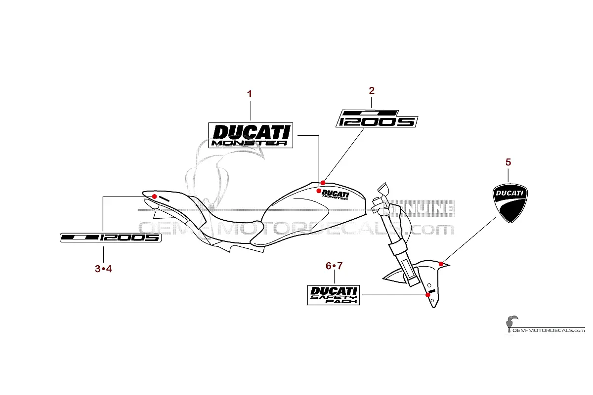 Naklejki do Ducati MONSTER 1200 S 2018 - Szary • Ducati Naklejki OEM