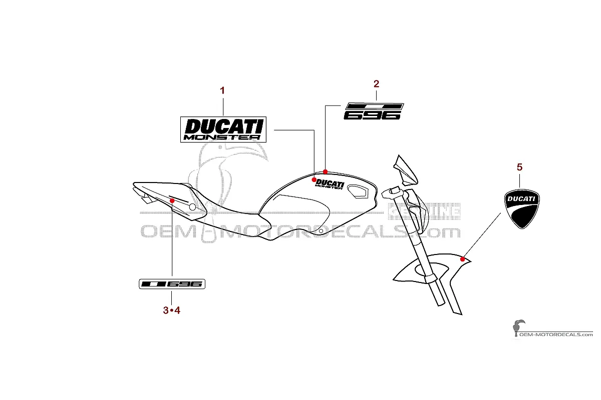 Adesivi per Ducati MONSTER 696 2013 - Bianco • Ducati Adesivi OEM