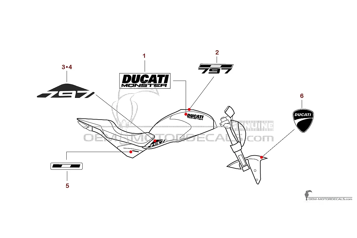 Decals for Ducati MONSTER 797 2019 - Red • Ducati OEM Decals