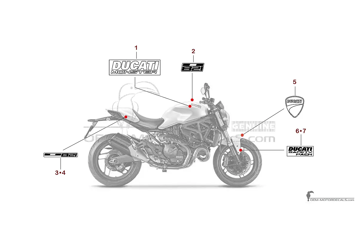 Pegatinas para Ducati MONSTER 821 2015 - Blanco • Ducati Pegatinas OEM