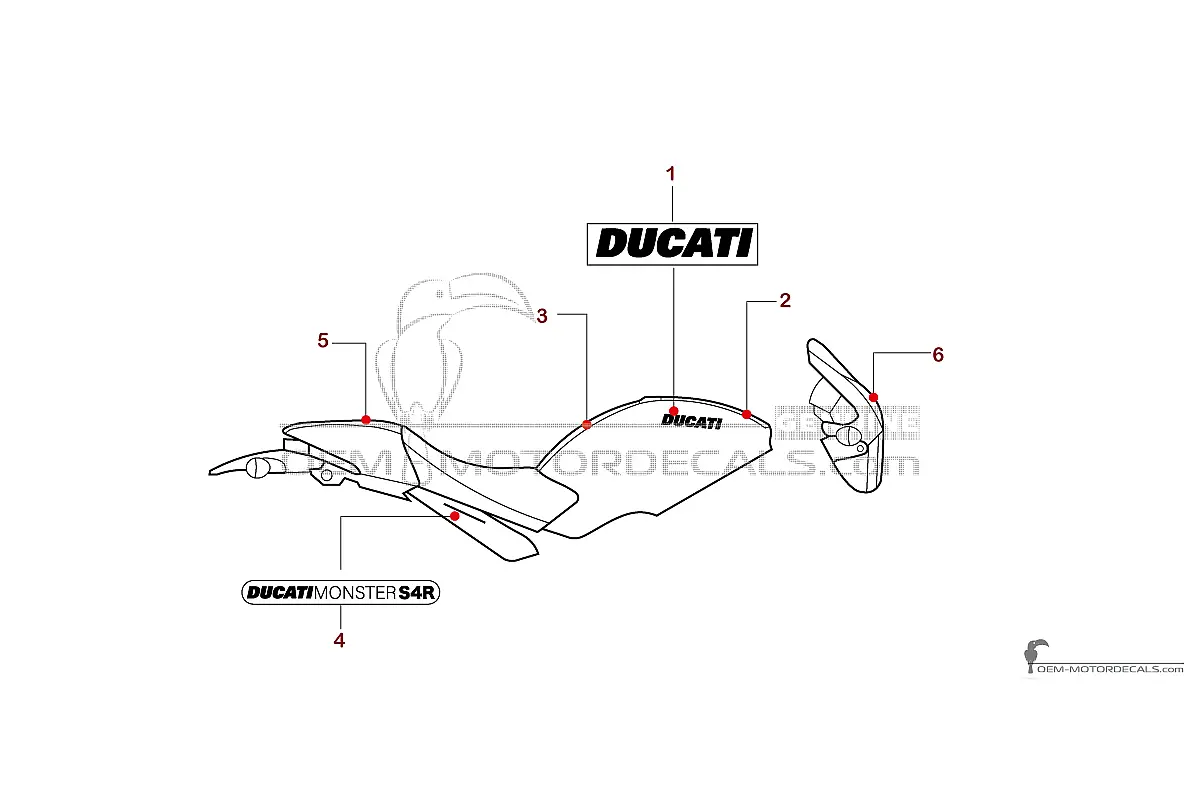 Decals for Ducati MONSTER S4R 2007 - Silver • Ducati OEM Decals