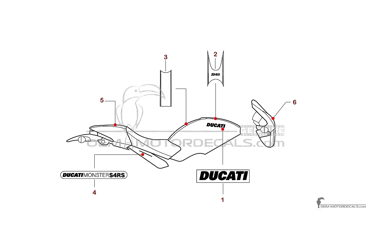 Stickers voor Ducati MONSTER S4RS 2007 - Zwart • Ducati OEM Stickers