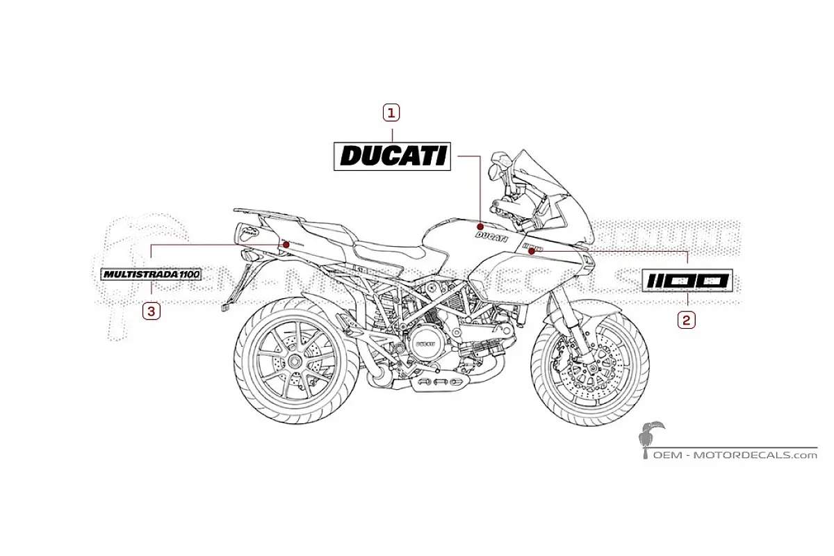 Stickers voor Ducati MULTISTRADA 1100 2007 • Ducati OEM Stickers