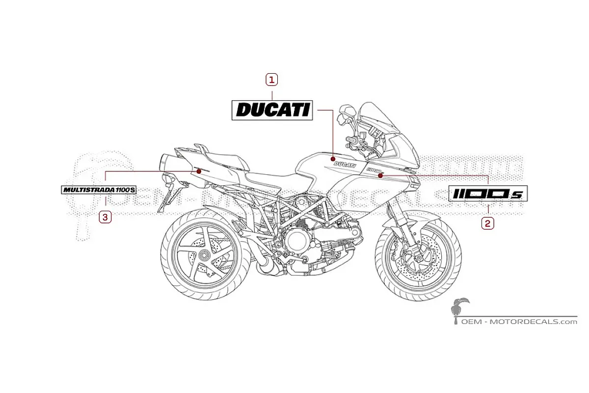 Pegatinas para Ducati MULTISTRADA 1100 S 2007 • Ducati Pegatinas OEM