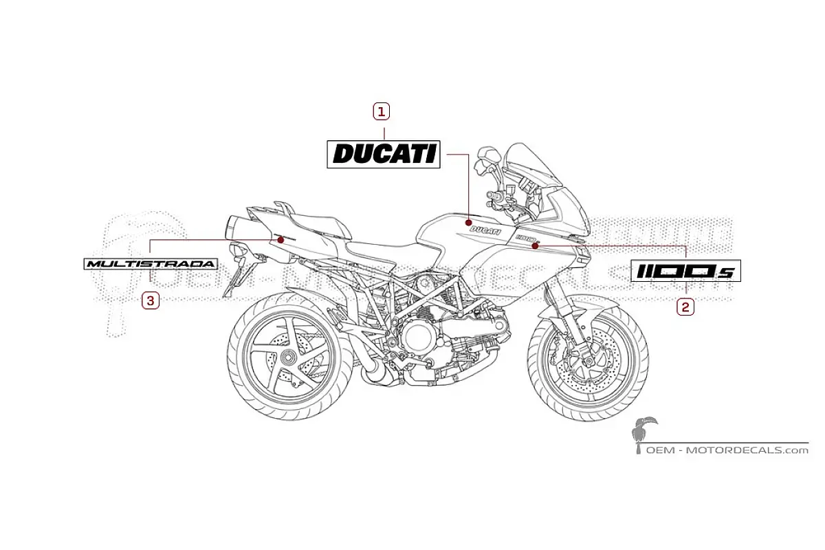 Adesivi per Ducati MULTISTRADA 1100 S 2009 • Ducati Adesivi OEM