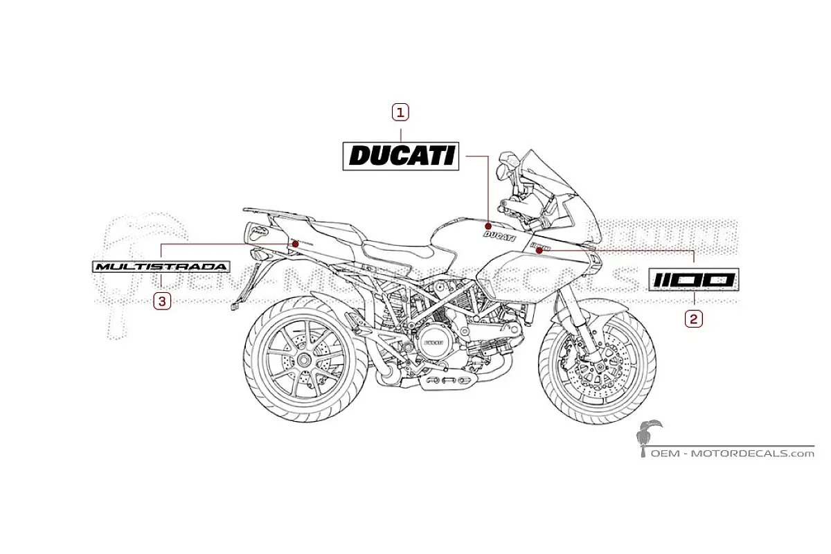 Stickers voor Ducati MULTISTRADA 1100 2009 • Ducati OEM Stickers
