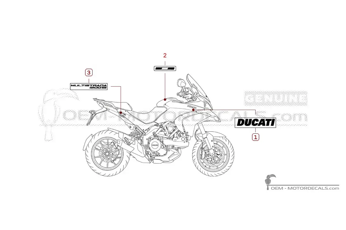Aufkleber für Ducati MULTISTRADA 1200 S 2012 • Ducati OEM-Aufkleber