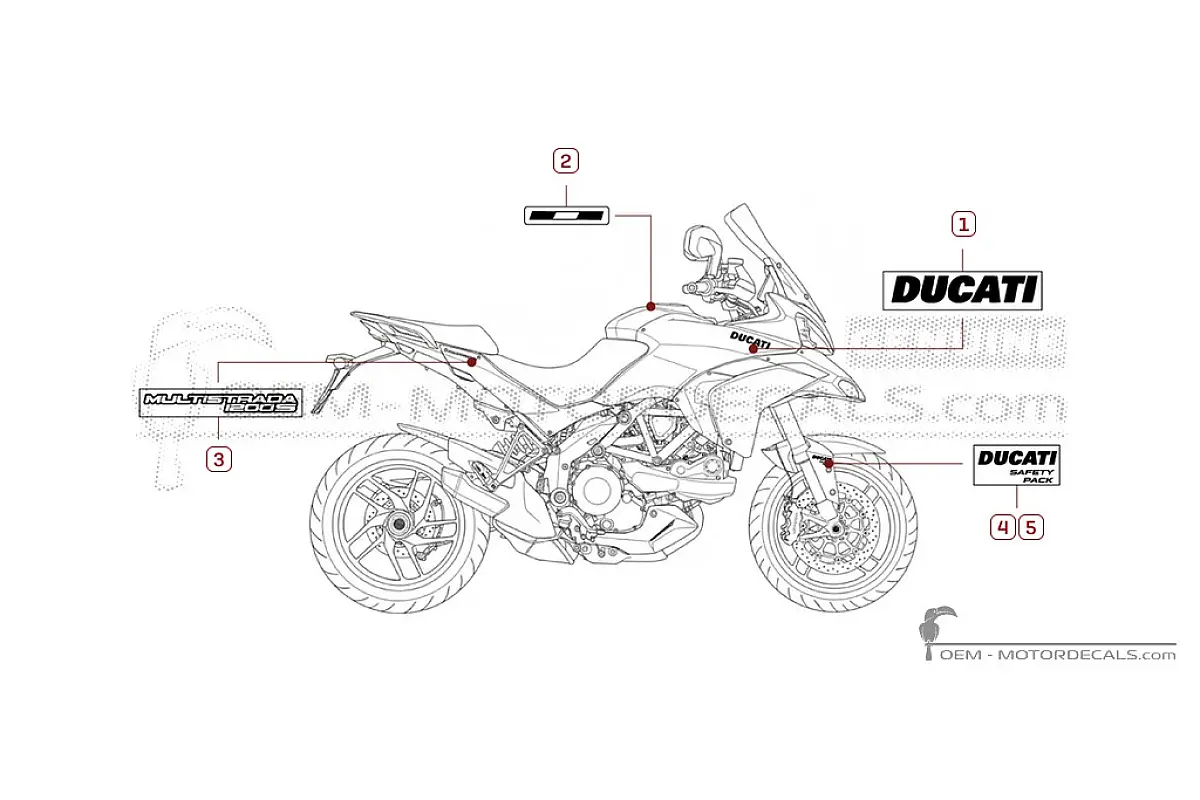 Stickers voor Ducati MULTISTRADA 1200 S 2013 • Ducati OEM Stickers
