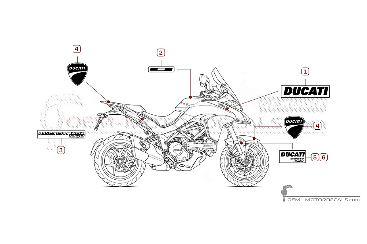 Adesivi per Ducati MULTISTRADA 1200 2016 • Ducati Adesivi OEM