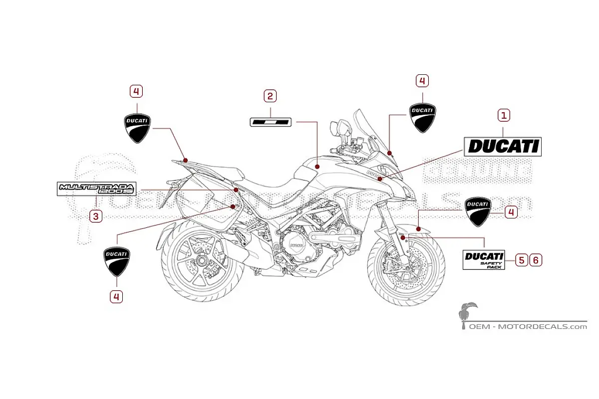 Pegatinas para Ducati MULTISTRADA 1200 S Touring  2017 • Ducati Pegatinas OEM