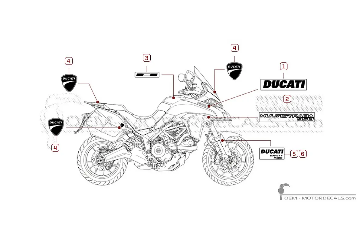 Decals for Ducati MULTISTRADA 950 Touring 2017 • Ducati OEM Decals