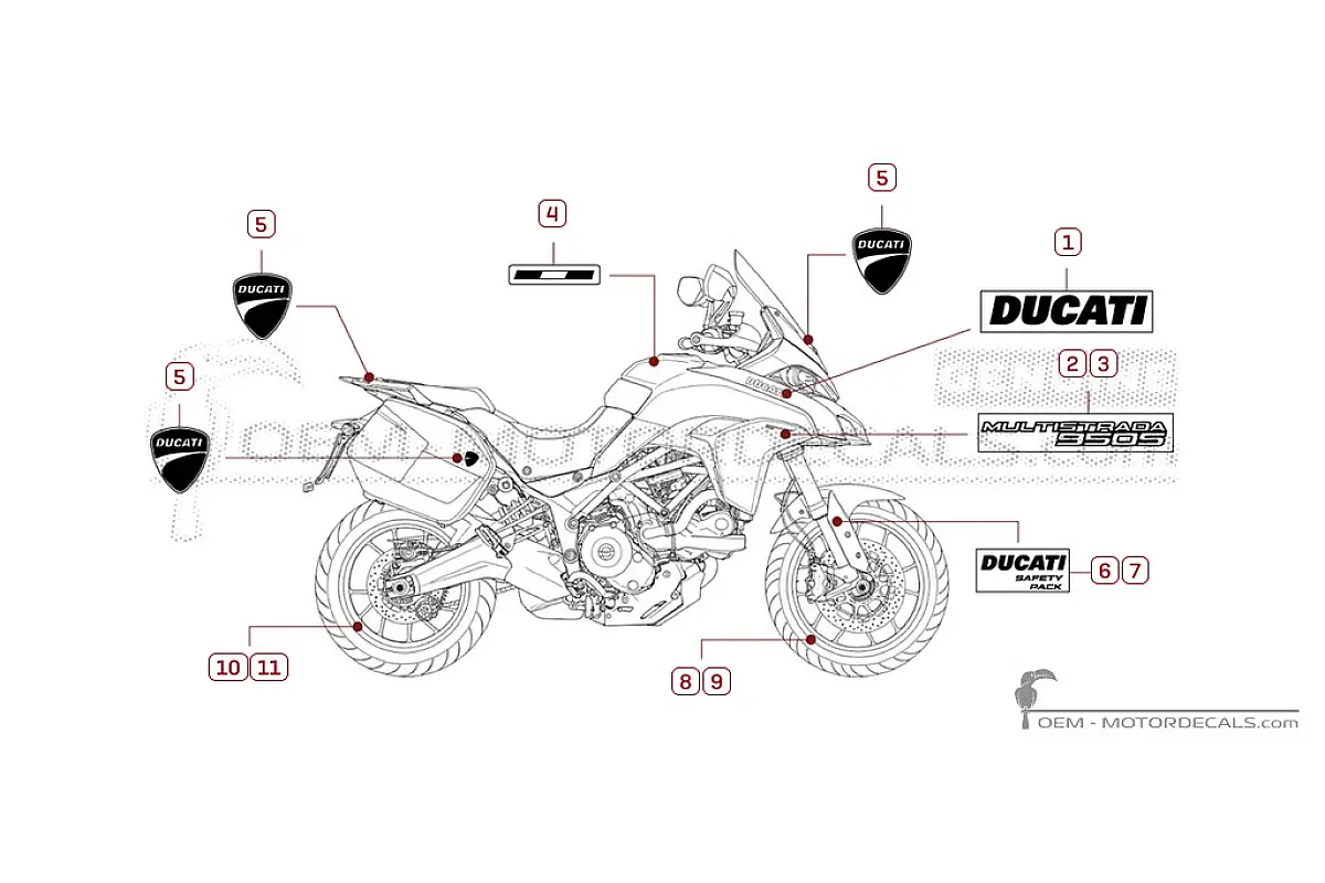 Autocollants pour Ducati MULTISTRADA 950 S Touring  2019 • Ducati Autocollants OEM