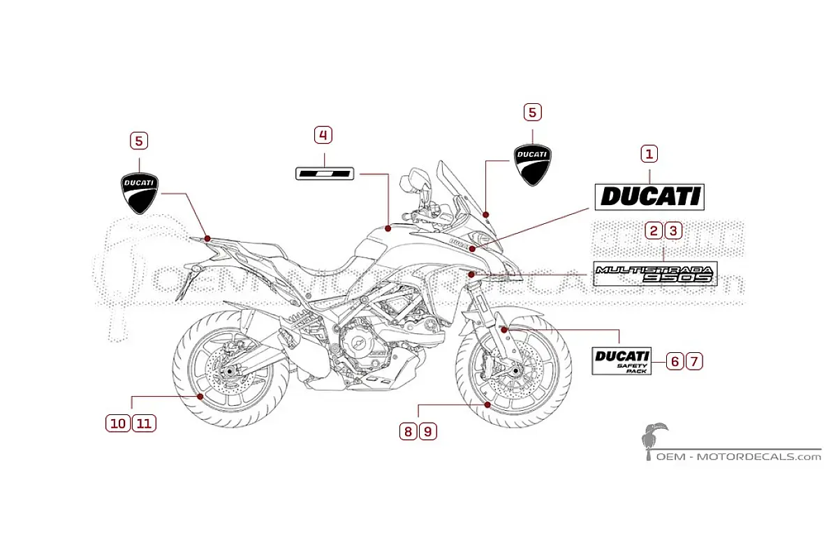 Pegatinas para Ducati MULTISTRADA 950 S 2020 • Ducati Pegatinas OEM