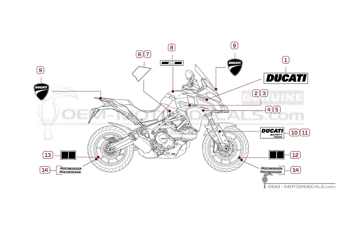 Aufkleber für Ducati MULTISTRADA 950 S 2021 • Ducati OEM-Aufkleber