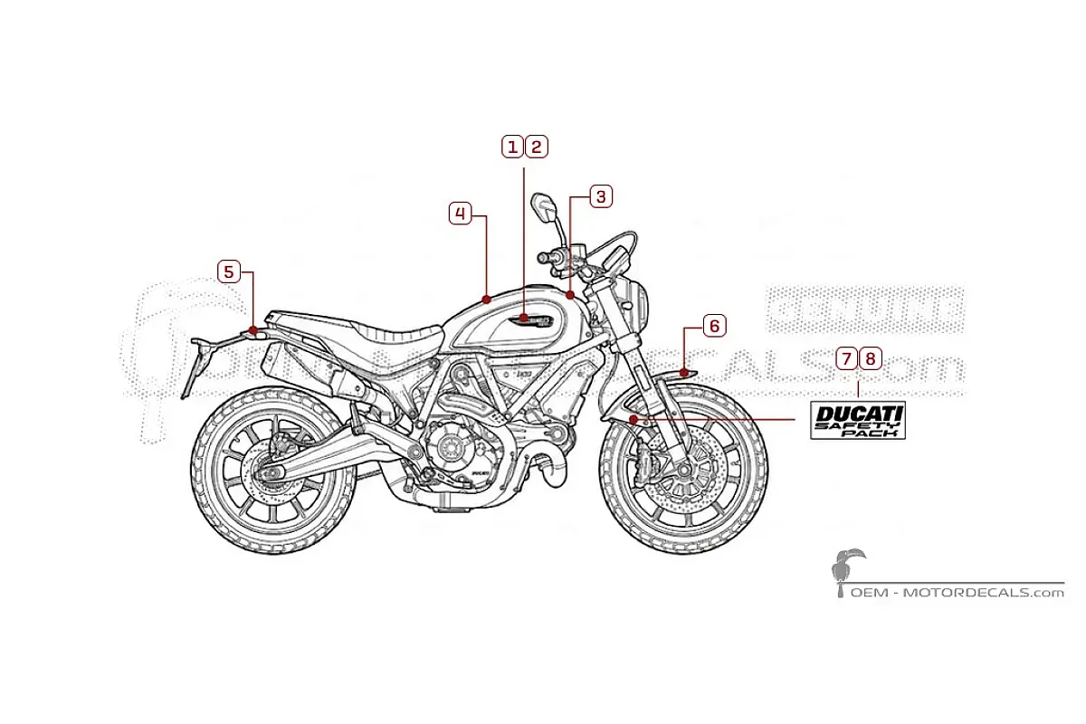 Aufkleber für Ducati SCRAMBLER 1100 Sport 2018 • Ducati OEM-Aufkleber