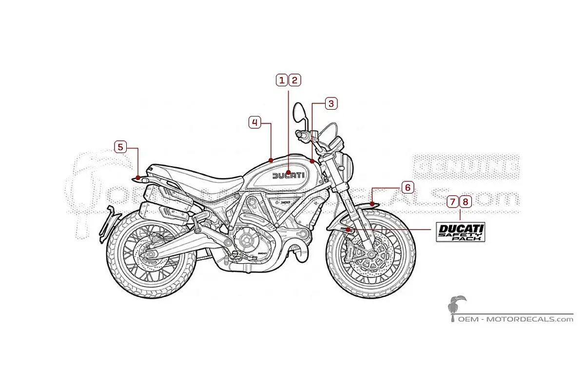 Aufkleber für Ducati SCRAMBLER 1100 Tribiute Pro 2023 • Ducati OEM-Aufkleber