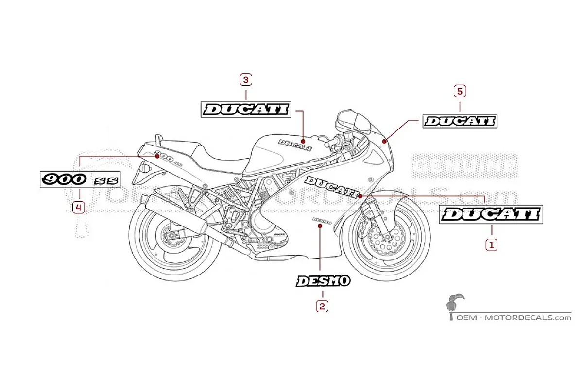 Stickers voor Ducati SUPERSPORT 900 SS  1991 • Ducati OEM Stickers