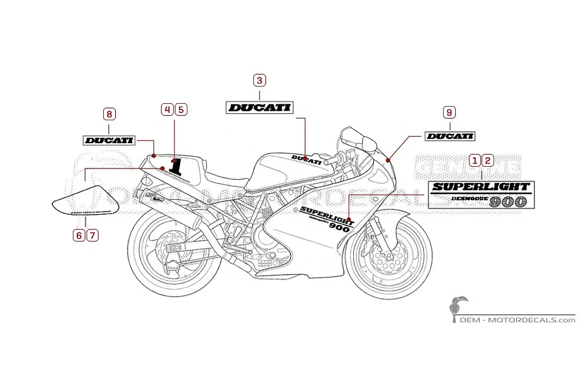 Naklejki do Ducati SUPERSPORT 900 SS Super Light  1992 • Ducati Naklejki OEM