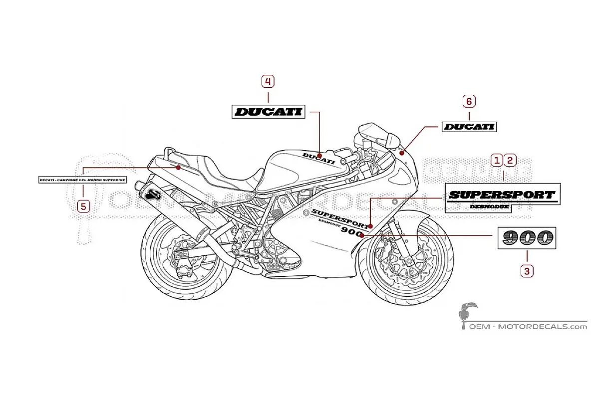 Stickers voor Ducati SUPERSPORT 900 SS  1995 • Ducati OEM Stickers