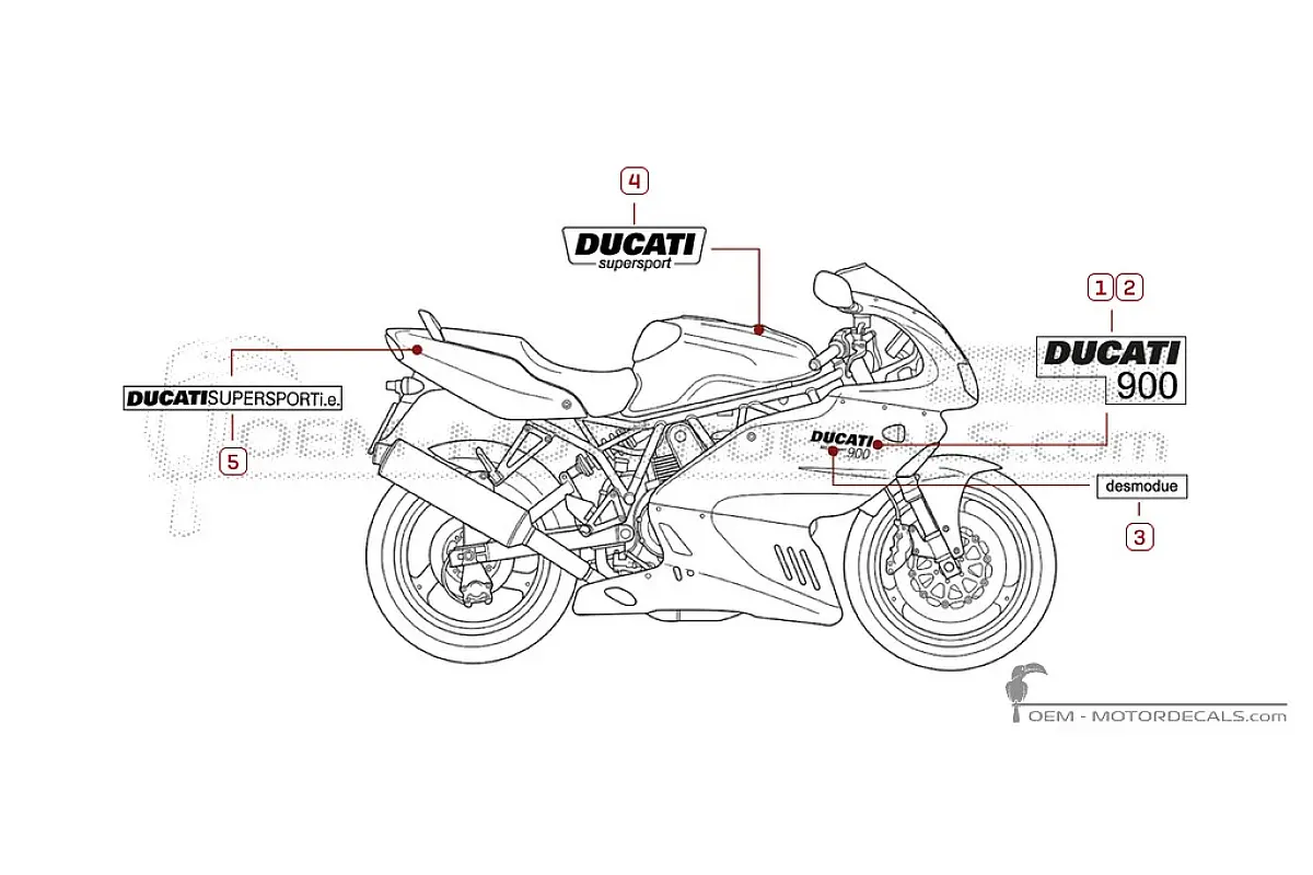 Stickers voor Ducati SUPERSPORT 900 SS 2000 • Ducati OEM Stickers