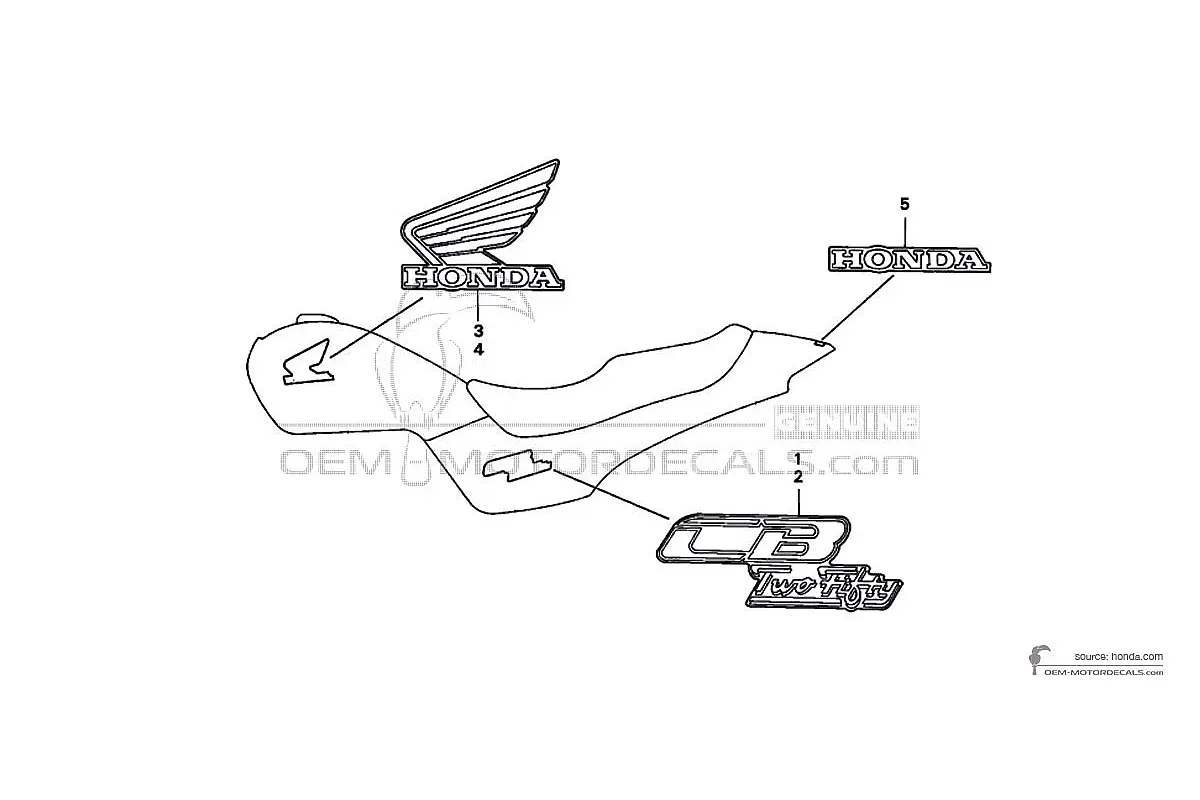 Naklejki do Honda CB250 TWO FIFTY 1996 - Czerwony • Honda Naklejki OEM