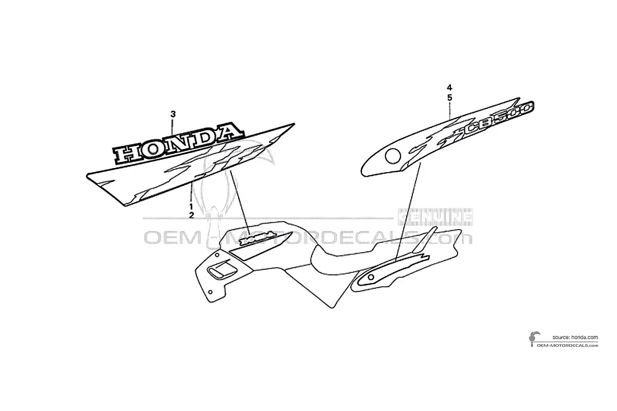 Decals for Honda CB500 1996 - Blue • Honda OEM Decals