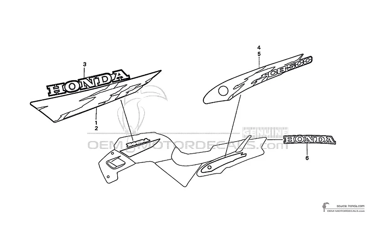 Autocollants pour Honda CB500 1997 - Titane • Honda Autocollants OEM