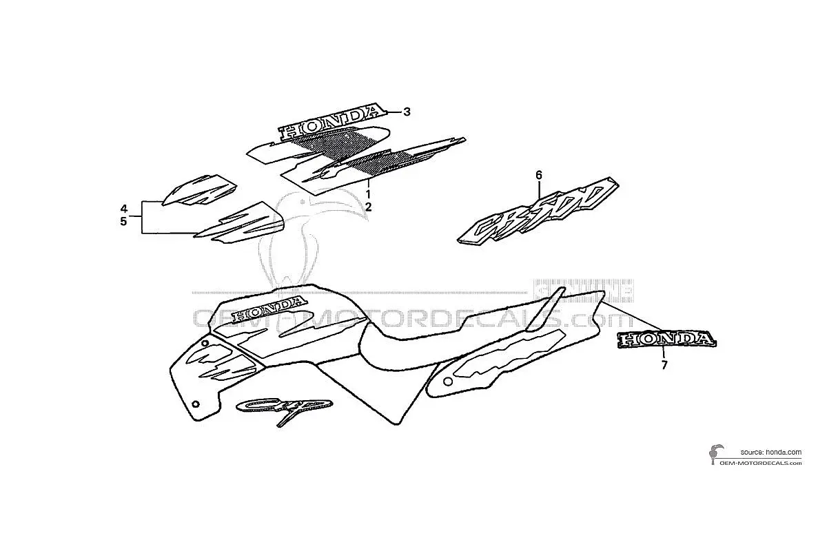 Stickers voor Honda CB500 1999 - Zilver • Honda OEM Stickers