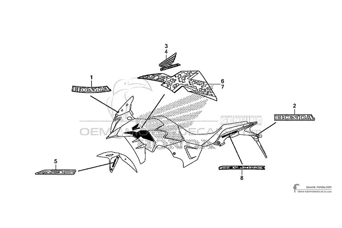 Decals for Honda CB500X 2013 - Black • Honda OEM Decals