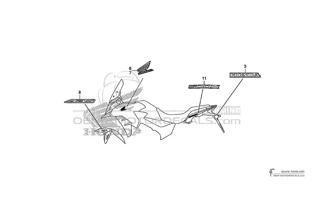 Adesivi per Honda CB500X 2016 - Nero • Honda Adesivi OEM