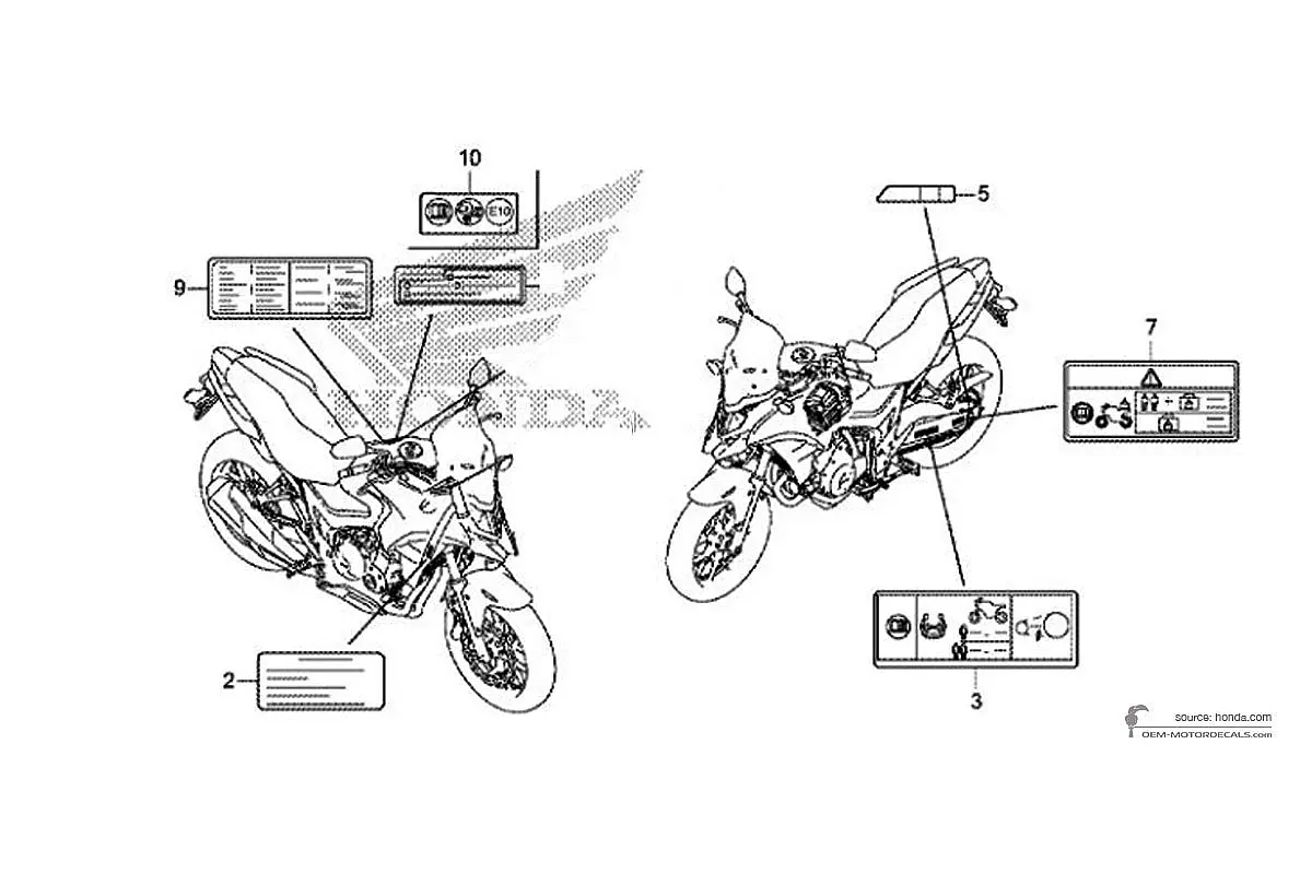 Naklejki do Honda CB500X - Etykiety ostrzegawcze • Honda Naklejki OEM